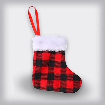 Picture of Mini Christmas Stocking - Plaid Red