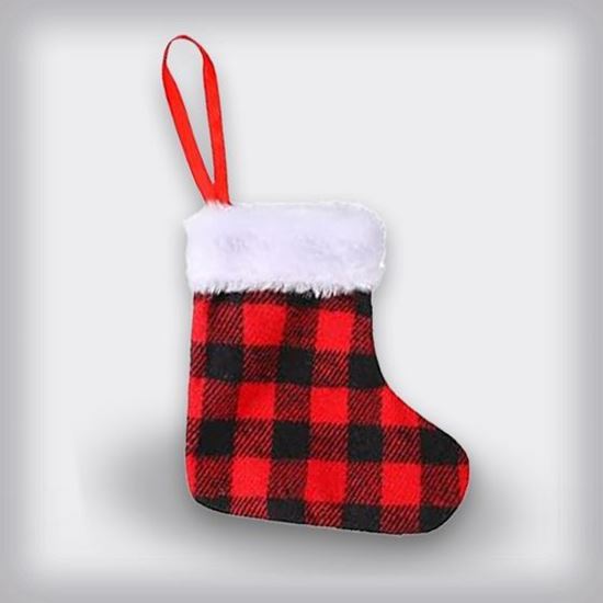 Picture of Small Christmas Stocking - Plaid Red