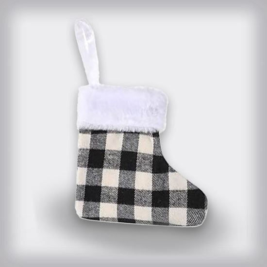 Picture of Mini Christmas Stocking - Plaid Black