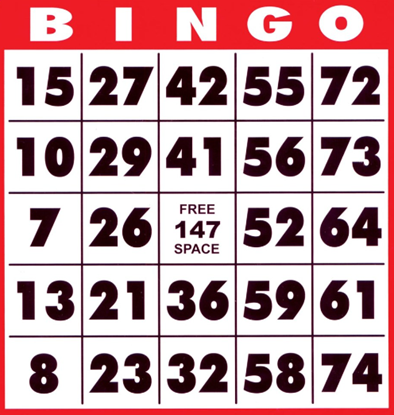 Picture of 1 Bingo Card for $5
