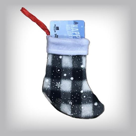Picture of Mini Christmas Stocking - Plaid White with snowflakes